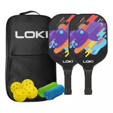 Set 2 Paletas De Pickleball De Fibra Carbono 4 Pelotas Loki