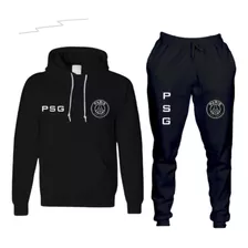 Conjunto Abrigo Blusa De Frio Calça Time Adulto Psg Preto