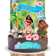 Topo Topper De Bolo Personalizado Moana 