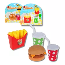 Kit Cozinha Infantil Com Lanche Hamburguer + Refri Fast Food