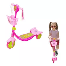 Patinete Infantil Brinquedo Rosa Ajustável 3 Rodinhas 