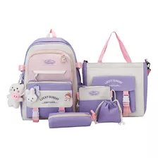 Set 5 Mochila Bolsas Escolar Estudiante Lapicera Tote Lona