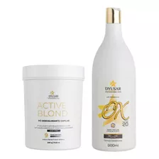  Kit Pó Descolorante Active Blond Blue + Ox 20 Volumes Dyusar Tom 10