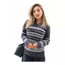 Blusa Feminina Tricô Manga Longa Gola V Tricot Inverno 2021