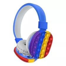 Audifonos Bluetooth Pop It Push Fidget Inalambrico Colores Color Azul