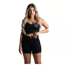 Shorts Feminino Sawary Jeans Diversas Cores Preto Lançamento