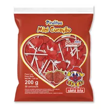 Pirulito Mini Coração Morango Doces Santa Rita 200g - 50 Un.