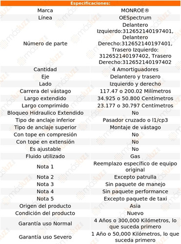 Kit 4 Amortiguadores Gas Oespectrum Grand Marquis 92/02 Foto 3