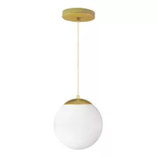 Pendente Globo Esfera De Vidro Branco Fosco 20cm - Ouro