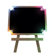 Placa Lousa Led Provençal Quadrada Com Led Tripé Em Mdf