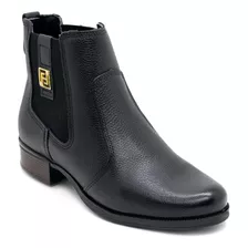 Bota Cano Curto Pegada Feminina Couro 282003 Preta