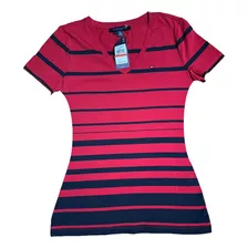 Blusa Tommy Hilfiger Cuello V Rayas