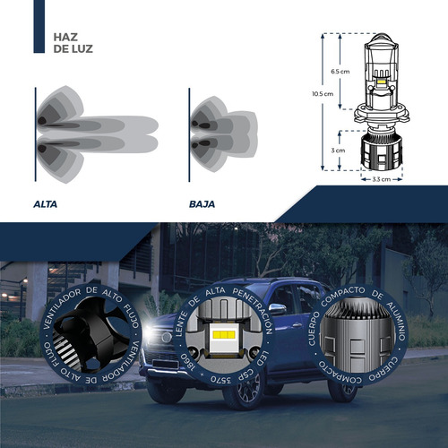 Focos Led H4 Lupa Mini Proyectores Pro Illume Alta/baja Foto 4