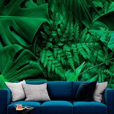 Papel De Parede Painel 3d Folhas Palmeiras Verde Viníl 2,5m