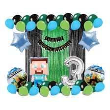 Kit De Decoración De Globos Cumpleaños (49 Piezas) Minecraft