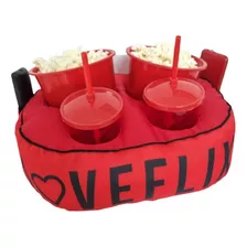 Almofada Com 2 Baldes Porta Pipoca Loveflix Vermelha