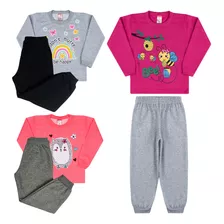 Kit 3 Conjunto Lote Menina Moletom Infantil Criança Roupa