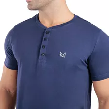 Camiseta Henley - Marinho