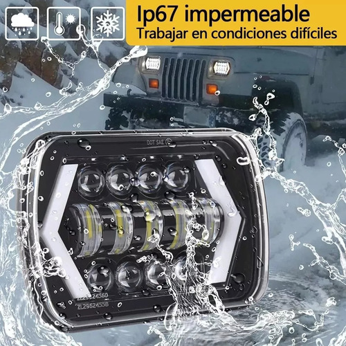 Par Faros Led 5x7 7 Pulgadas Con Arrow Lights Jeep Toyota Foto 2