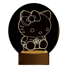 Luminária Hello Kitty Infantil - Led 3d Abajur De Mesa