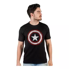 Camiseta Camisa Capitão América Estrela Preta Algodão Geek