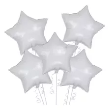 50 Balão Metalizado Estrela Branco 45cm Festa Decoração Cor Branco/gelo