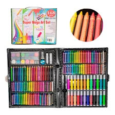 Kit Escolar 168 Pcs Valija Fibras Lapices Crayones Acuarela