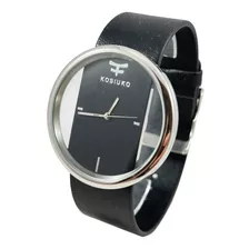 Reloj Kosiuko Mujer Cuero Negro Transparente Ksk 7767-133