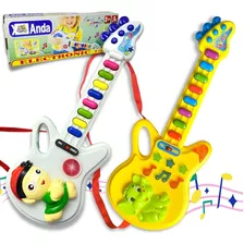 Brinquedo Guitarra Musical C/ Luz Animais Da Fazenda Bebê