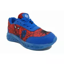 Zapatillas Marvel Spiderman Zapa Textil Cordon Base Led-rojo