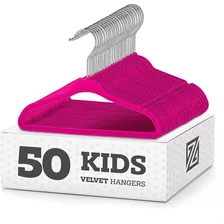 Gancho Percha Tipo Terciopelo Kids Rosa Zober 50pz