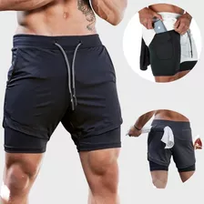 Kit 3 Shorts De Academia Com Bolso Celular Corrida 2 Em 1