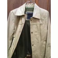 Campera 100% Cuero Verde Limón Hecho En Argentina Impecable