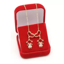 Colar Filhas Duas Meninas Pingentes Banhado Ouro 18k