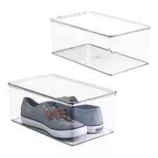 Mdesign Set De Cajas De Zapatos Para Guardarropa, Plastico,