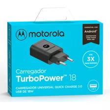 Carregador Turbo Power Motorola 18w Sem Cabo Usb Preto