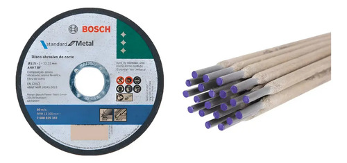 Set Disco Corte Amoladora Metal Inox Bosch 115x1mm Caja 50u + Electrodo Soldadura Bremen 6013 2.5mm 1kg