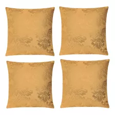 Kit Capas De Almofadas Decorativas 4 Peças Cores Lisas Amarelo Ouro