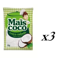 Coco Ralado Úmido Adoçado Mais Coco 3 Pacotes De 1 Kilo