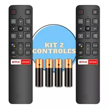 Kit 2 Controle Remoto Para Tcl Tv Smart Netflix Globoplay