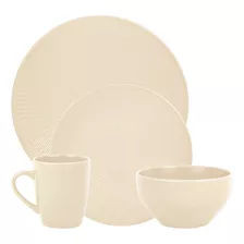 Jogo De Jantar 24 Pecas Em Ceramica Linha Terroir Lhermitage Cor Bege