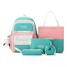 Mochila Kawaii Estilo Coreano Set De 5 Pzs Viaje Escuela Paseo