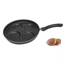 Frigideira Gourmet Multiuso Com 4 Divisórias Ovo Hambúrguer Cor Preto