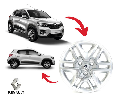 Tapones De Rin Renault Kwid Originales 14 Plata (2pzs) Foto 2