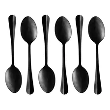 6 Colheres Para Mesa Lyor Positano De Aço Inox Preto 18cm