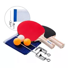 Kit Ping Pong Tênis De Mesa Vollo 2 Raquetes, Rede E 3 Bolas Cor Vermelho Tipo De Cabo St (reto)