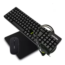 Kit Teclado Mouse Fone Headset Mouse Pad Completo Para Pc