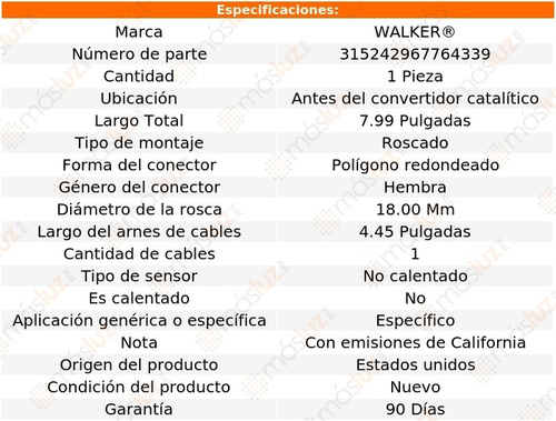 Sensor Ox O2 Antes Cc Mercury Bobcat 4 Cil 2.3l 80 Walker Foto 6