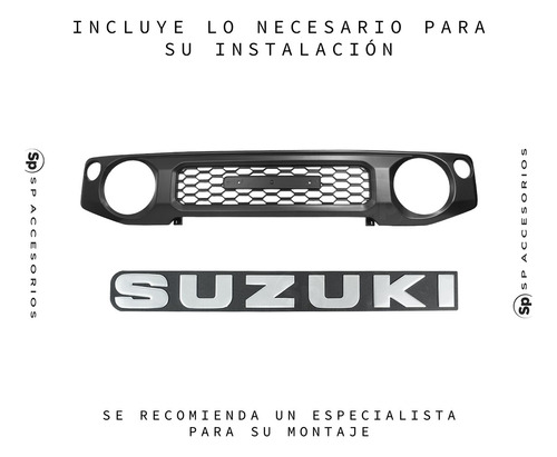 Parrilla Frontal Lujo Cursiva Suzuki Jimny Negro Mate 2022 Foto 2