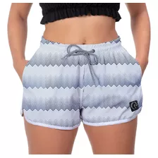 Short Feminino Esporte Academia Caminhada Estampado Branco